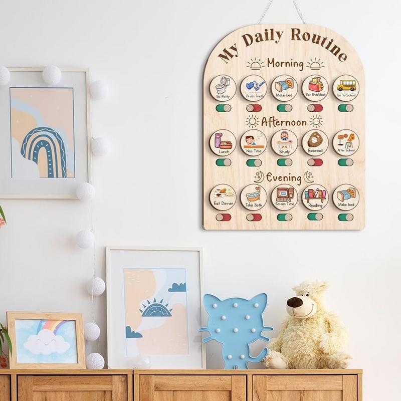 Kids Education Planner - Toddler Routine Chart Wooden Visual Schedule