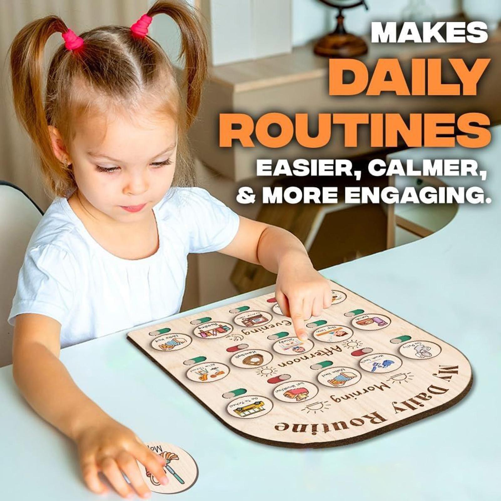 Kids Education Planner - Kids Daily Routine Chart Wooden Daily