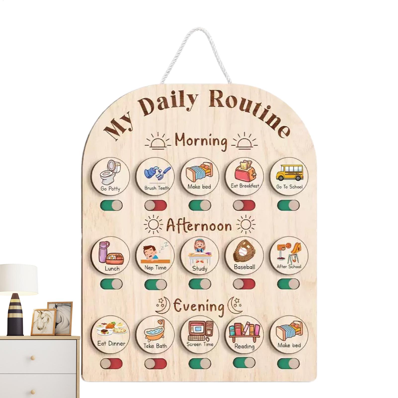 Kids Education Planner - Routine Chart For Kids Wooden Visual