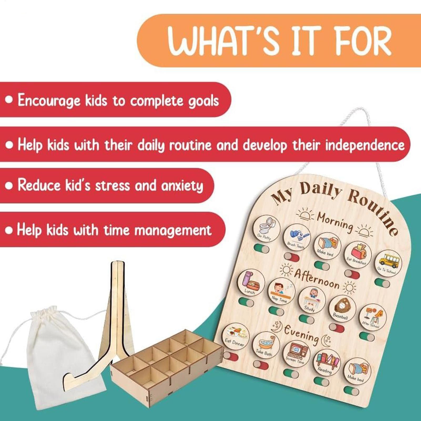 Kids Daily Routine Chart, Wood - огляд і ціна Kids Education Planner