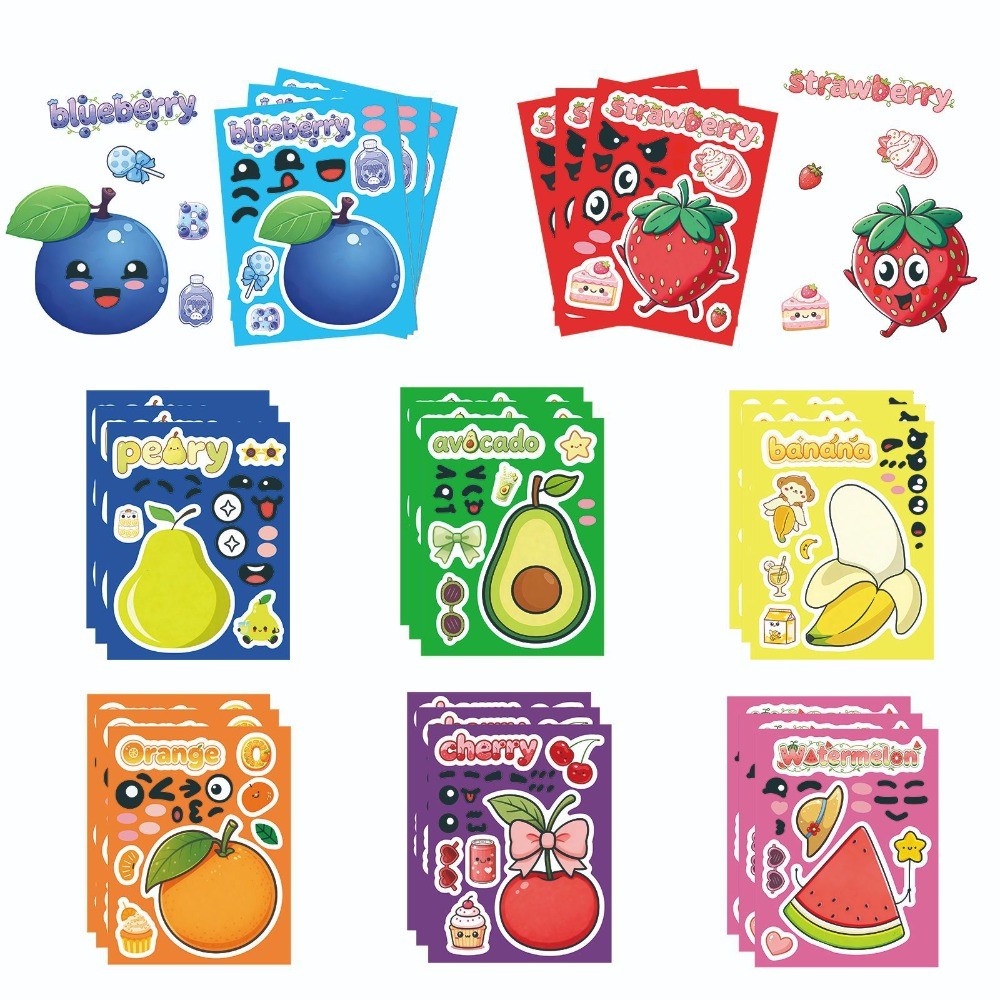8 Sheets Make Face Cute Cartoo - огляд і ціна Kids Education Store